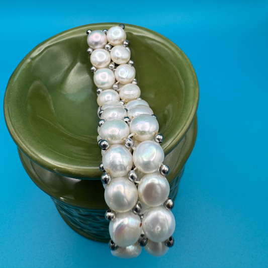 Double String Flat Pearl Bracelet